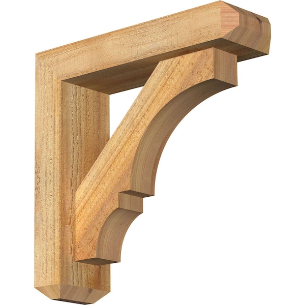 Ekena Millwork Balboa Craftsman Rough Sawn Bracket w/ Offset Brace, Western Red Cedar, 4"W x 14"D x 14"H BKT0402X14X14BOA04RWR - main